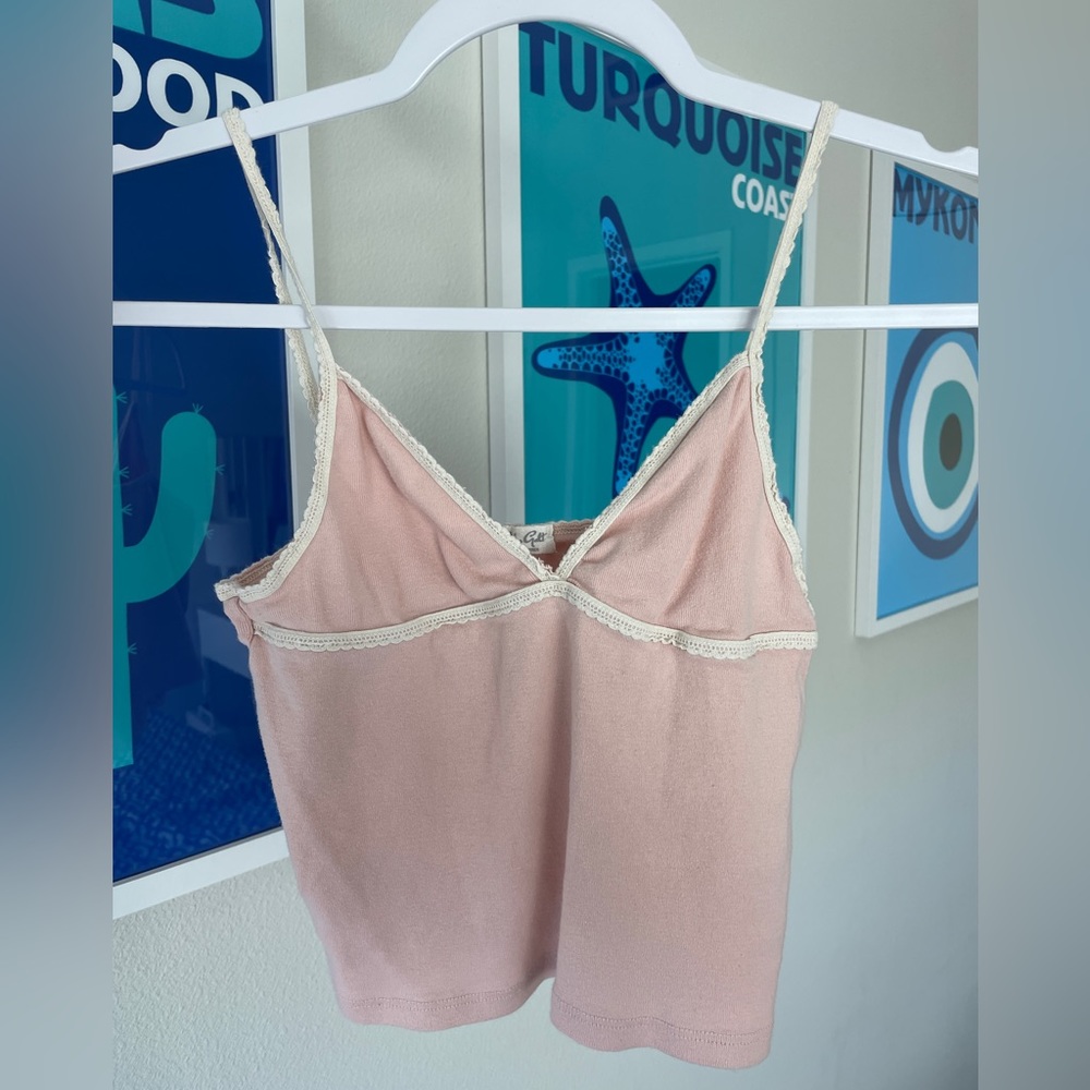 Brandy Melville John Galt Pink Lace Tank Top